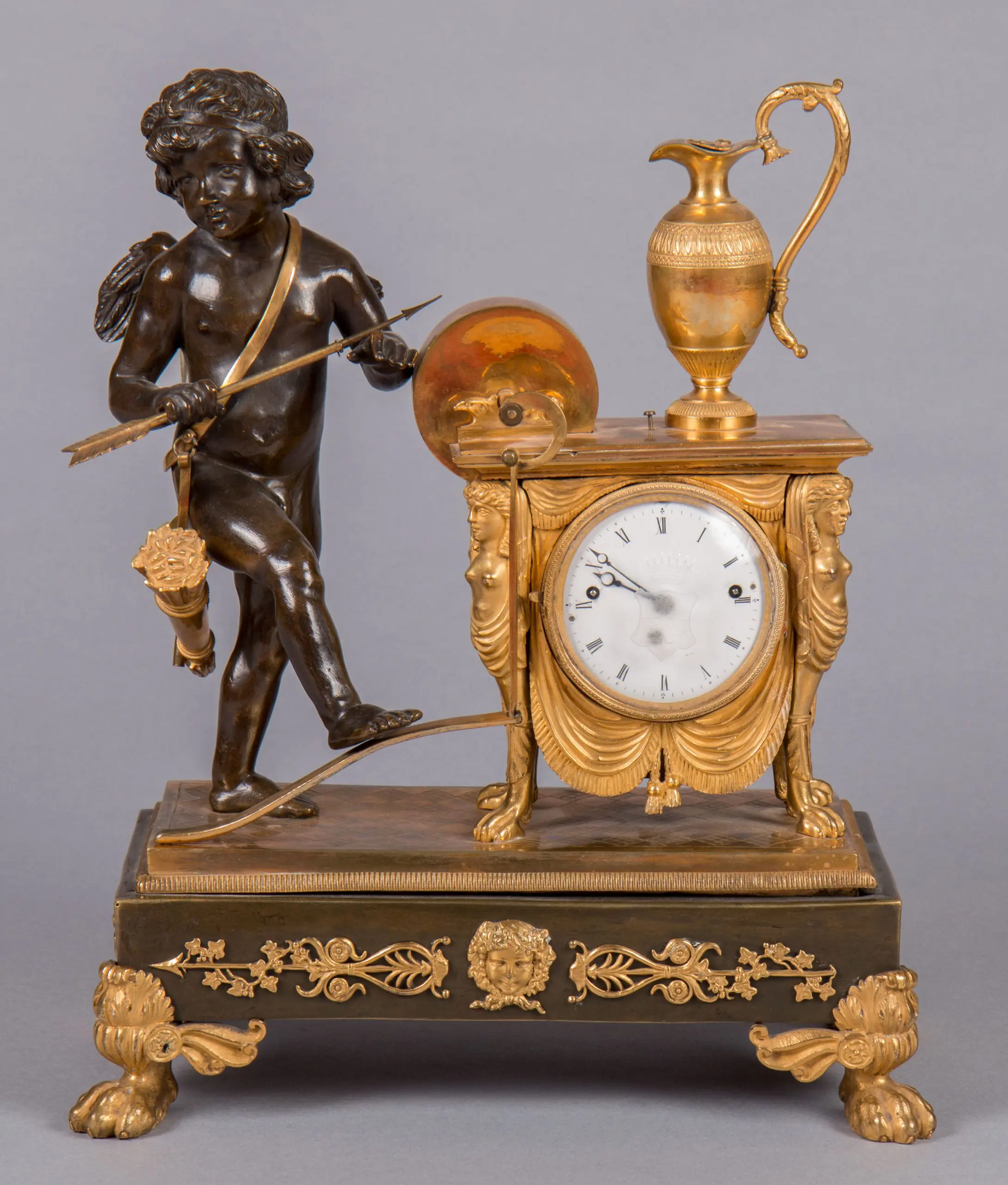 Figural empire mantel clock “Amor” - Stephan Andréewitch | Silberketten